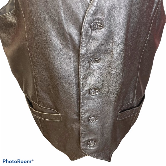 Adler vintage leather button front vest brown sz L - Picture 3 of 14
